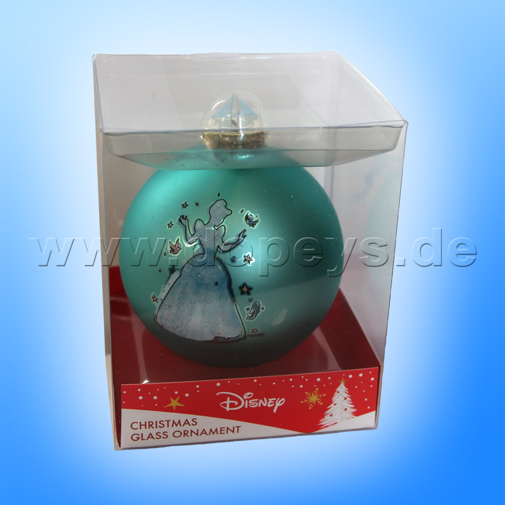 Kurt S. Adler - Disney Prinzessin "Cinderella Silhouette" Weihnachtsbaumkugel / Glaskugel in Türkis DN01006-A