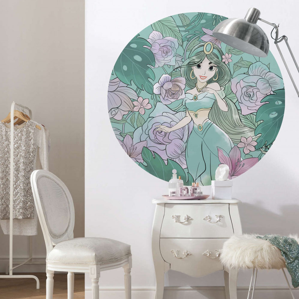 Disney Wandsticker / Wandaufkleber Aladdin "Jasmin Elegant Mint" rund 125cm x 125cm