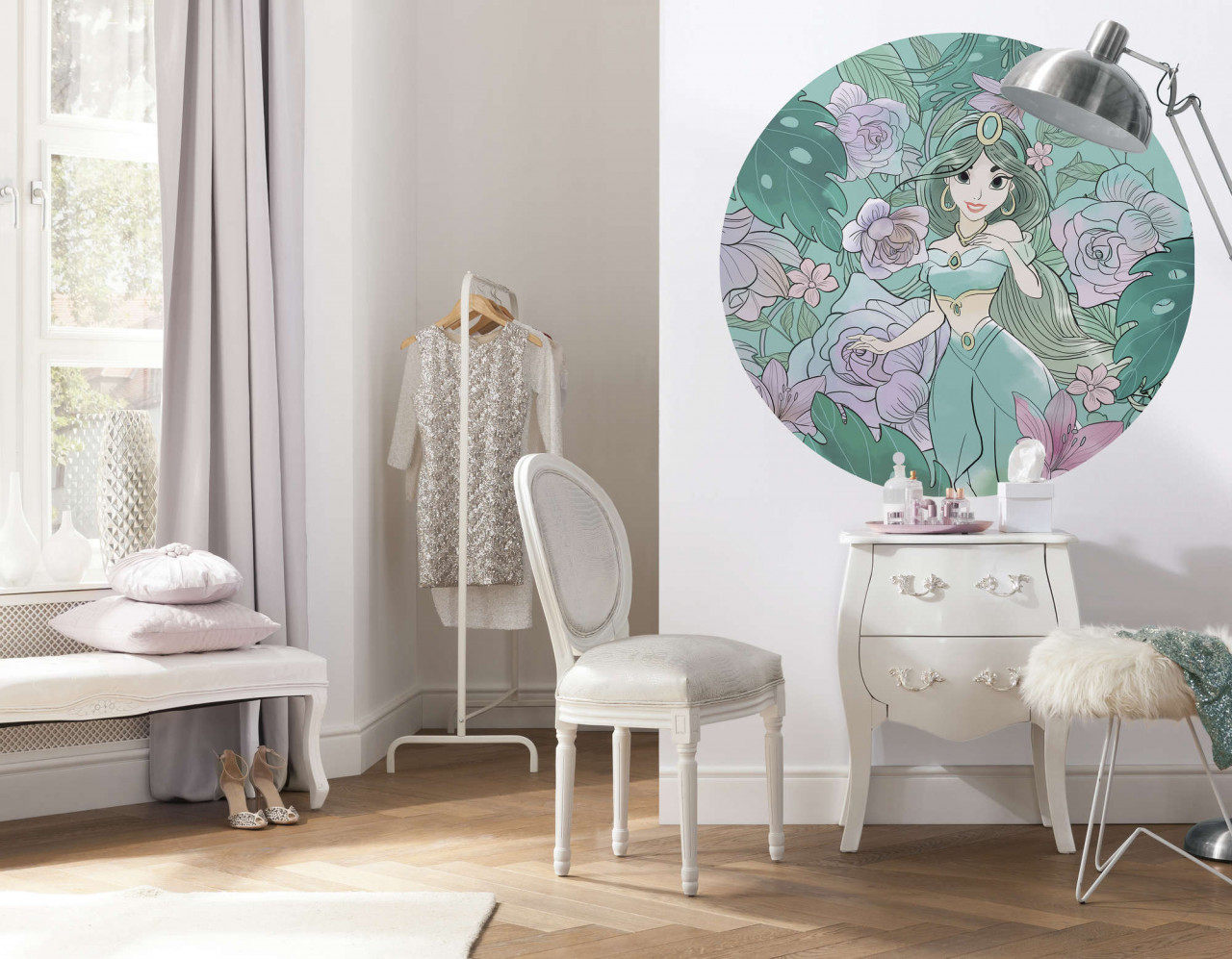Disney Wandsticker / Wandaufkleber Aladdin "Jasmin Elegant Mint" rund 125cm x 125cm