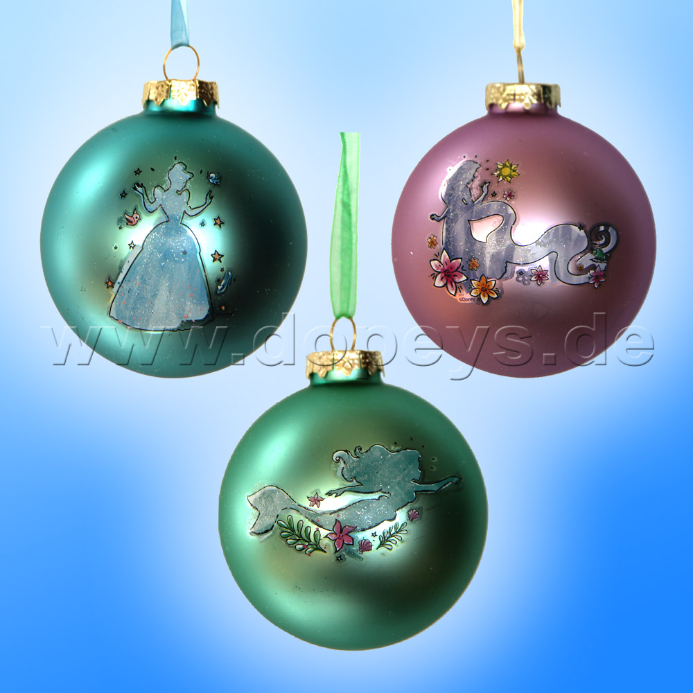 Kurt S. Adler - Disney Prinzessin "Cinderella Silhouette" Weihnachtsbaumkugel / Glaskugel in Türkis DN01006-A