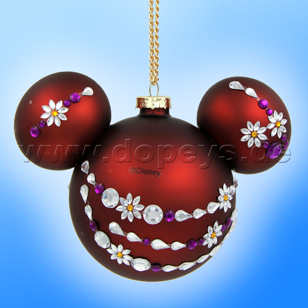 Kurt S. Adler - "Minnie Mouse" Disney Mickey Ear Ball Christmas Bauble shining burgundy DN32017