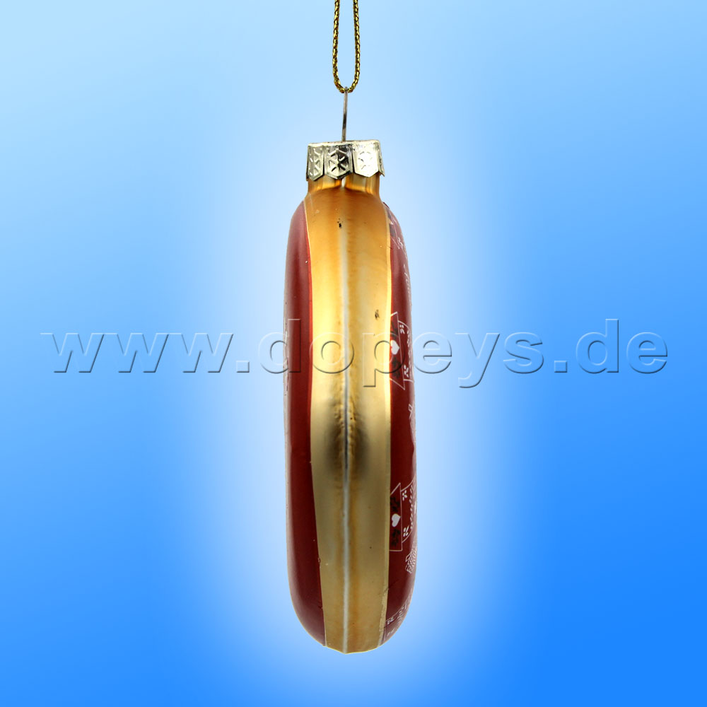 Kurt S. Adler - Disney "Mickey & Minnie" Glas Disk Weihnachtsbaumkugel in Diskusform / Glasornament in Rot, 80 mm DN37016