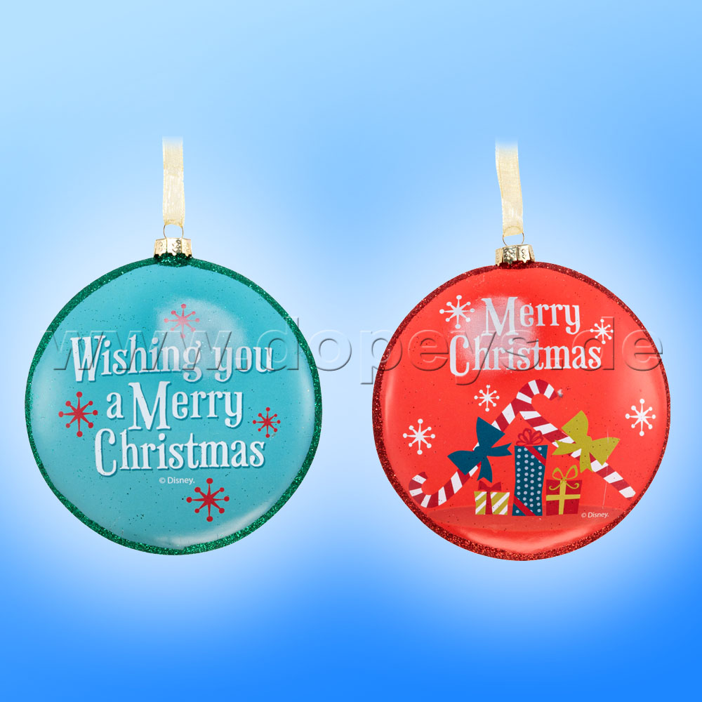 Kurt S. Adler - "Mickey & Minnie's Christmas House" Disney Glass Disk / Christmas Bauble red DN02004-B
