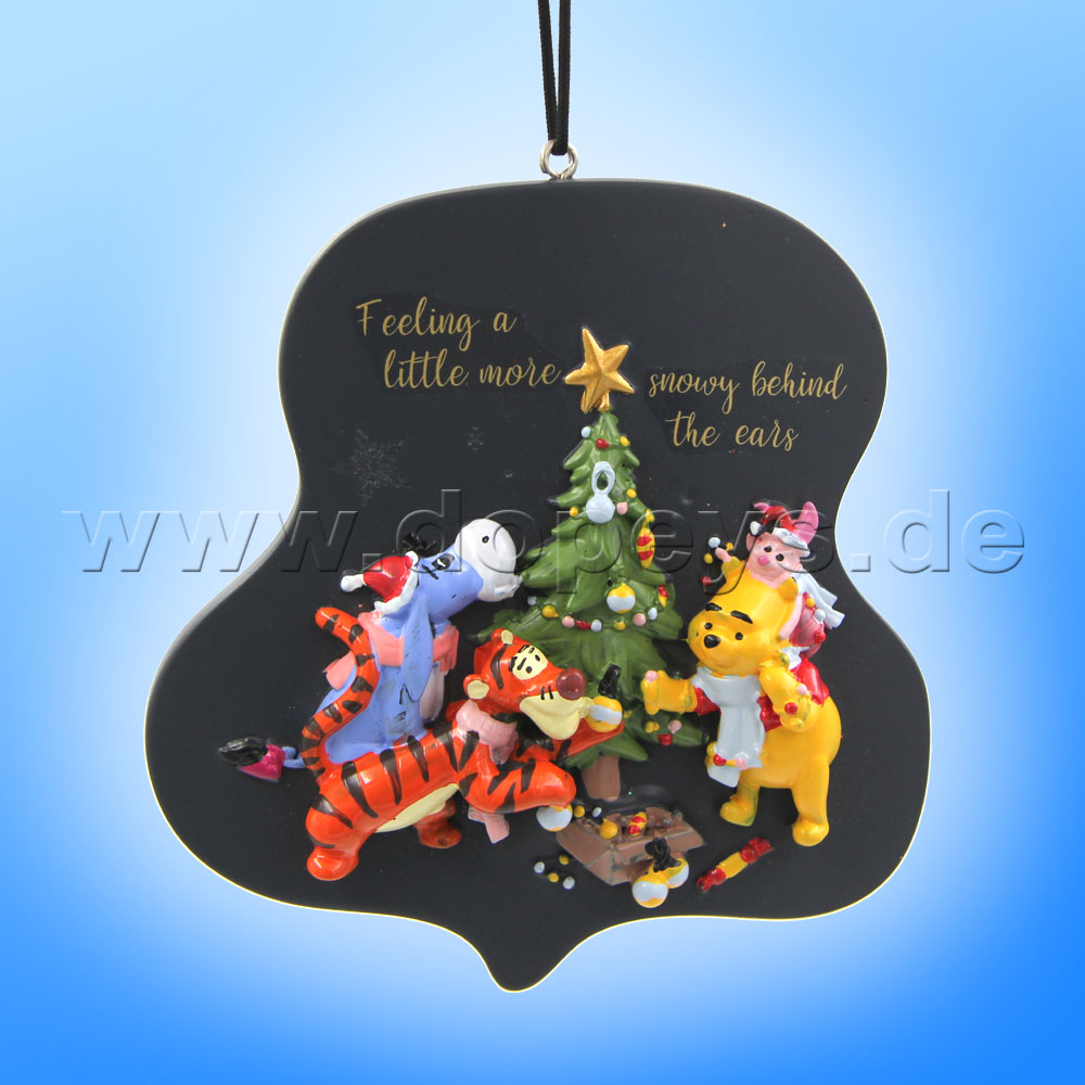 Kurt S. Adler - Disney "Winnie Pooh & Friends at Christmas Tree" Relief Christmas Hanging Ornament DN35040