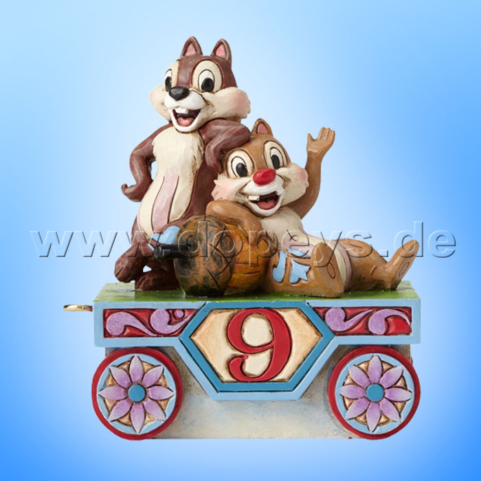 Disney Traditions / Jim Shore Figur von Enesco "Chip & Chap - Geburtstagszug Jahr 9" 4055419.