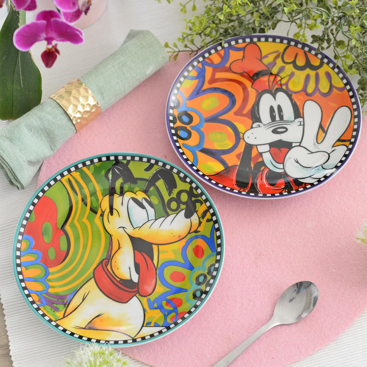 Disney Dessert-Teller / Kuchenteller "Mickey & Freunde" Forever & Ever 6 Stück im Set im italienischen Design 103008
