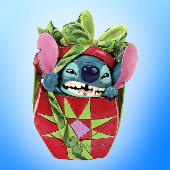 Disney Traditions Figur - Stitch schlüpft aus einem Weihnachtsgeschenk (Holiday Mischief) von Jim Shore 6016884