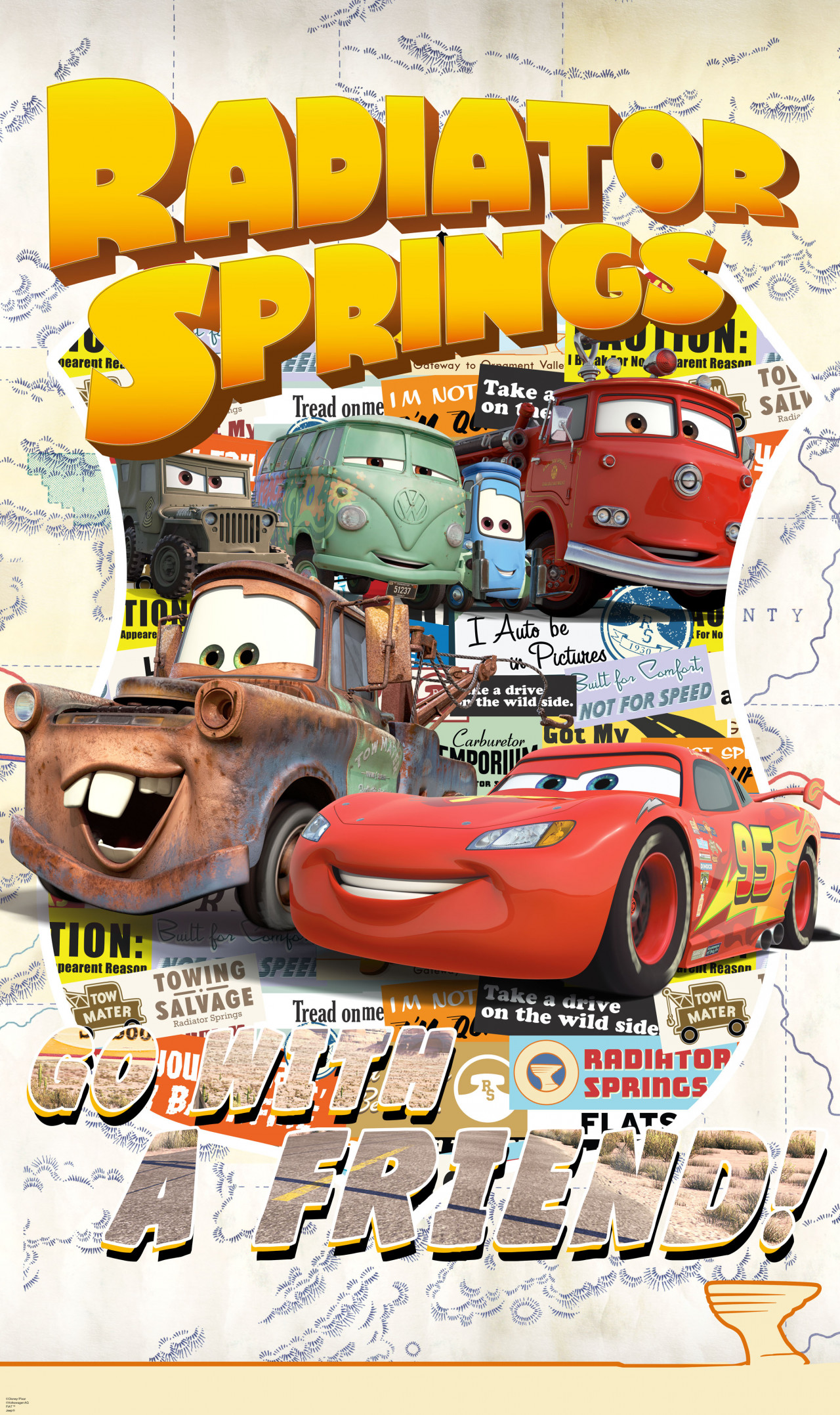 Disney Vlies Fototapete "Cars Take The Open Road" 1,20m x 2,00m